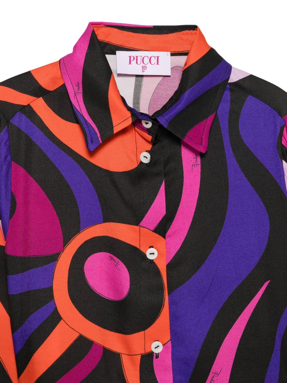 Camicia per bambina Emilio Pucci Junior multicolore con stampa Marmo PZ5A00 K0298 930FU EMILIO PUCCI KIDS 