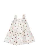 Abito per bambina Monnalisa bianca con stampa fragole all-over 39G907 7094 9944 MONNALISA KIDS 
