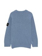 Maglione per bambino Stone Island Kids azzurro con orlo e polsini a coste L2S165100002S00M1 V004B STONE ISLAND KIDS 
