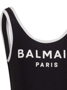 Costume per bambina Balmain Kids nero con stampa logo sul davanti BXCA0D Z0005 930BC BALMAIN KIDS 