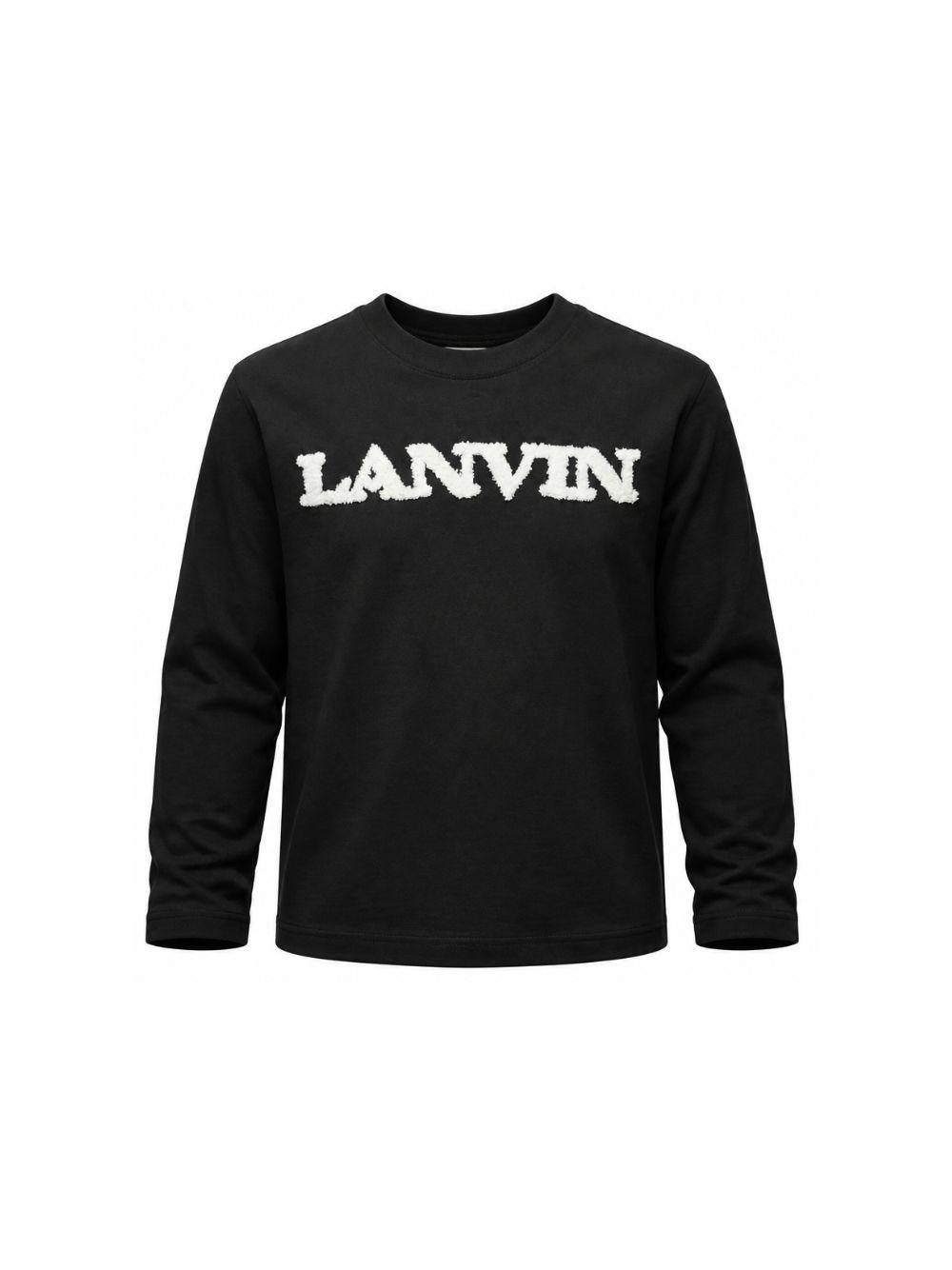 T-shirt per bambino Lanvin Enfant nera con dettaglio logo N30481 09B LANVIN KIDS 