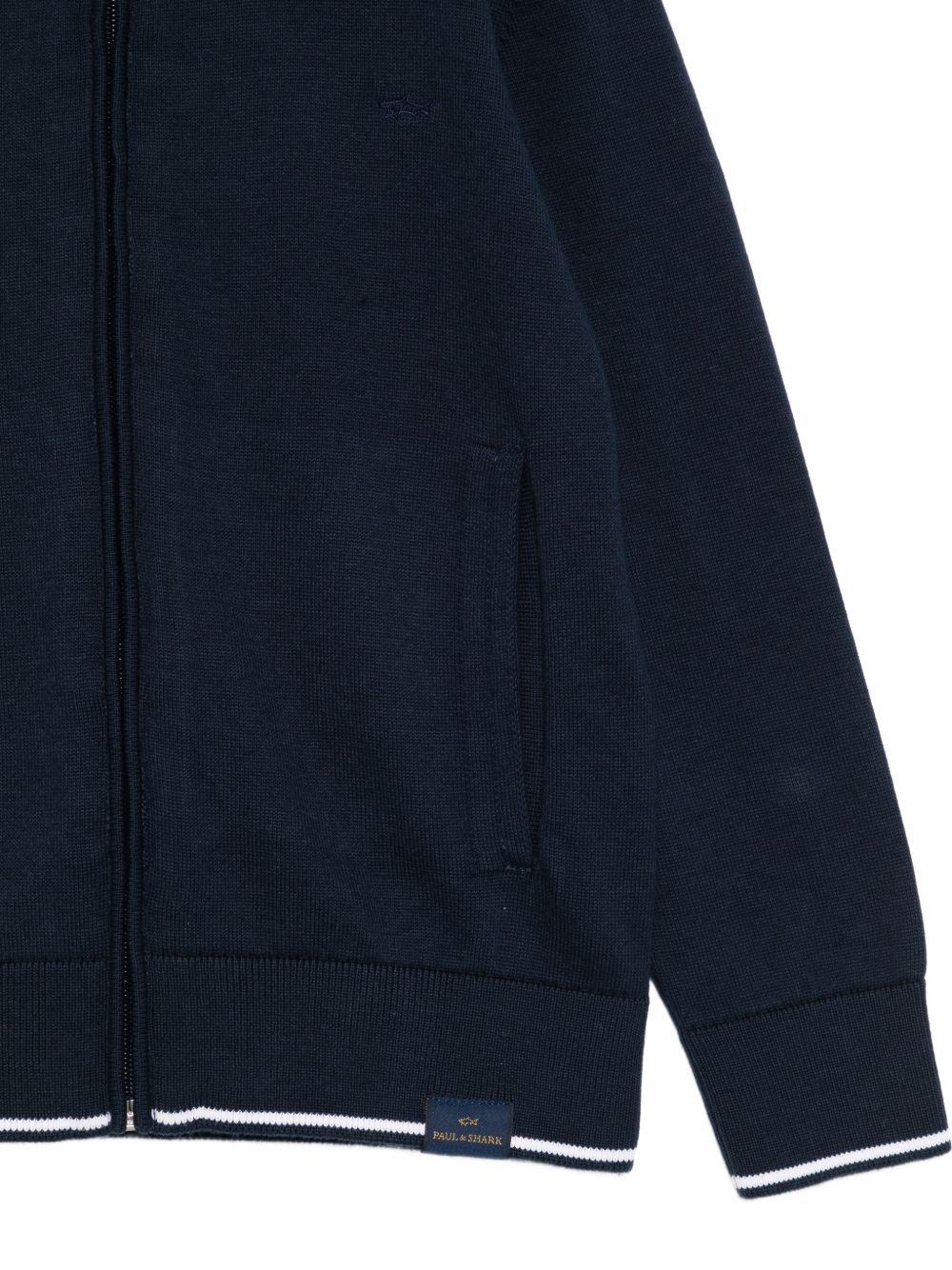 Cardigan per bambino Paul & Shark Kids blu con chiusura con zip sul davanti WUW000LHE85 42370 PAUL & SHARK KIDS 