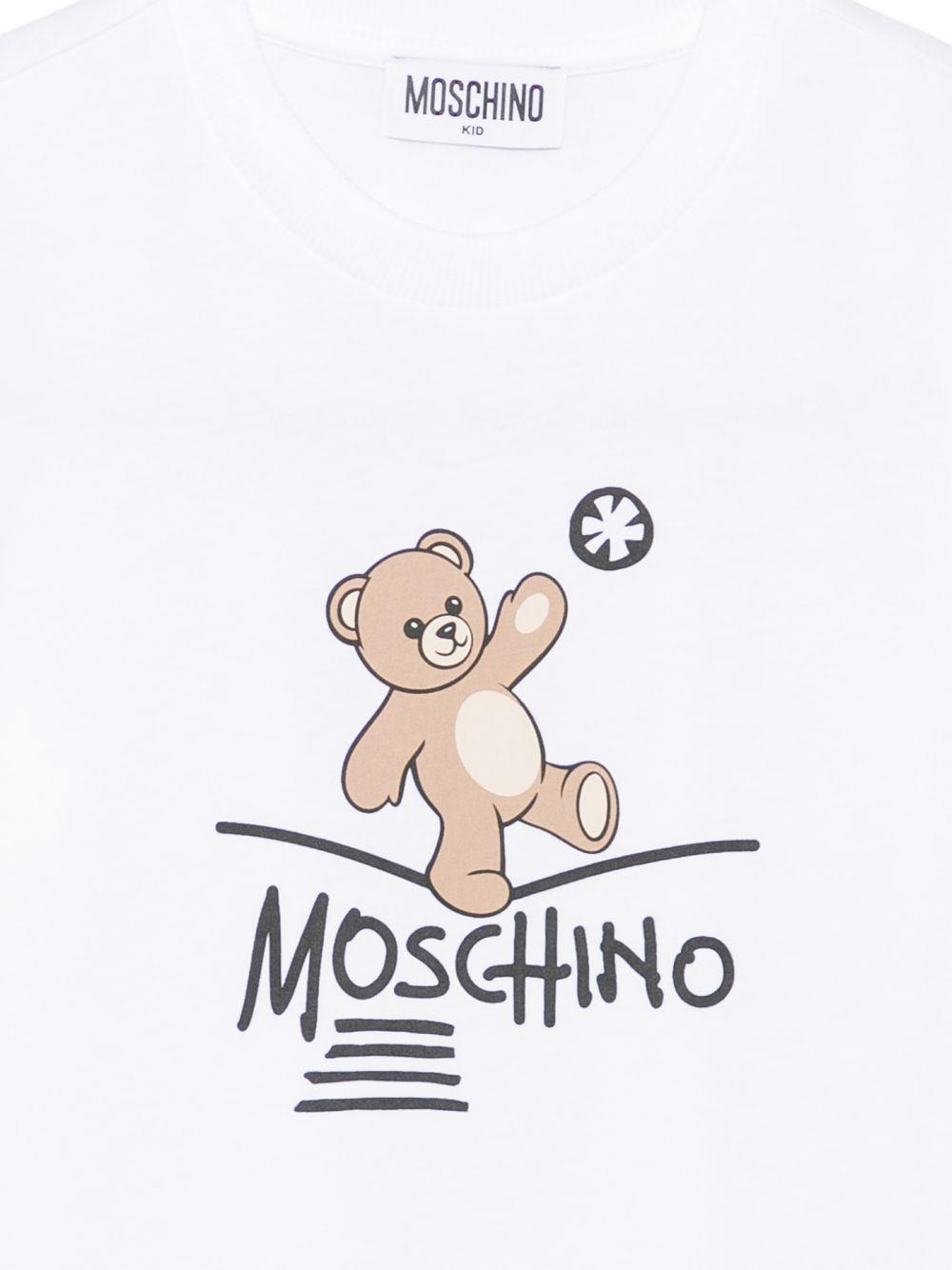 T-shirt per bambini Moschino Kids bianca con motivo Teddy Bear HUM05XLAA20 10101 MOSCHINO KIDS 