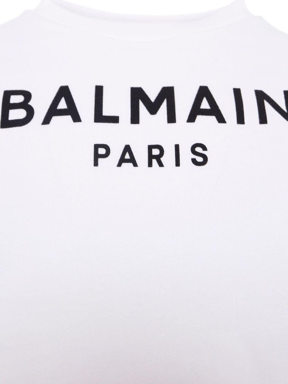 Felpa per bambino Balmain Kids bianca con stampa logo sul davanti BX4P10 Z3183 100NE BALMAIN KIDS 