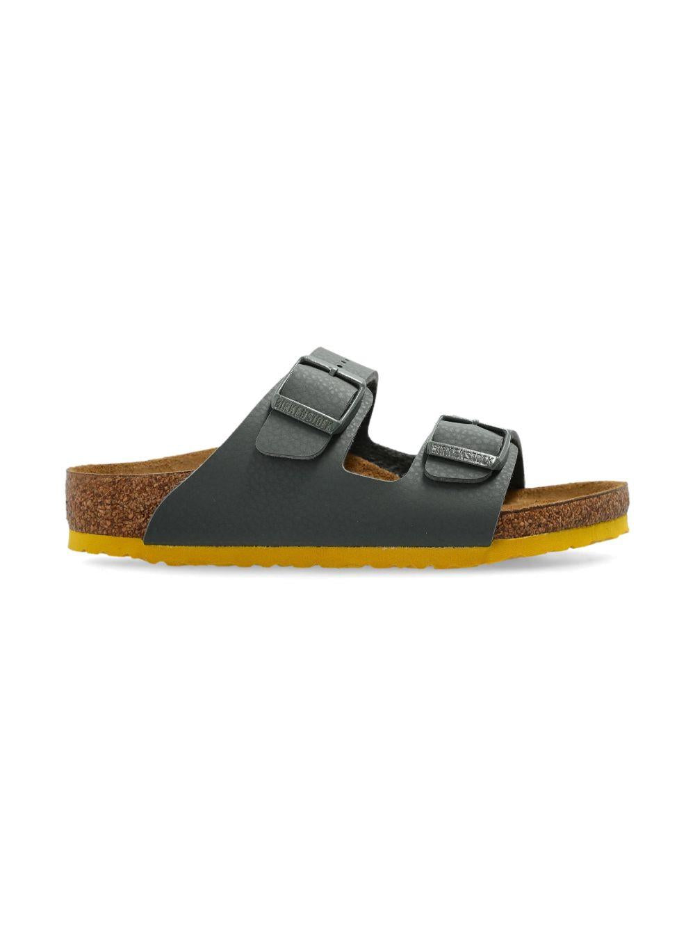 Ciabatte per bambino Birkenstock Kids Arizona verde con doppia chiusura con fibbia 1029449 THYME/OCHRE BIRKENSTOCK KIDS 