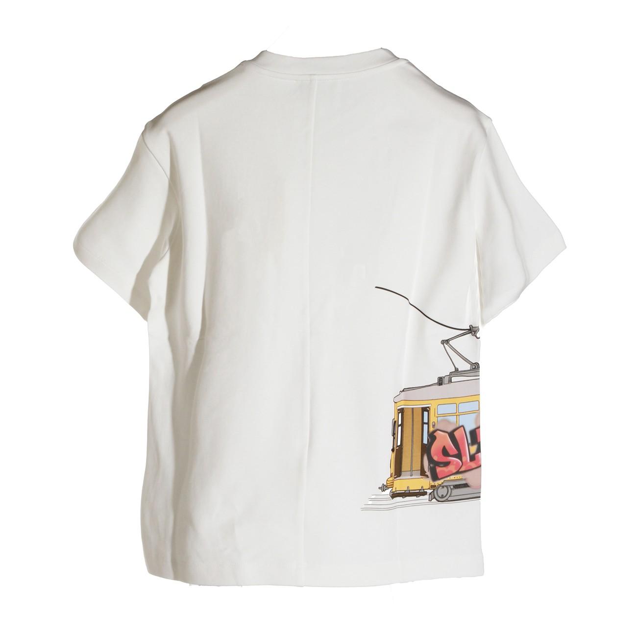 T-shirt per bambino Fendi Kids bianca con stampa grafica JMI525 AVWL F0TU9 FENDI KIDS 