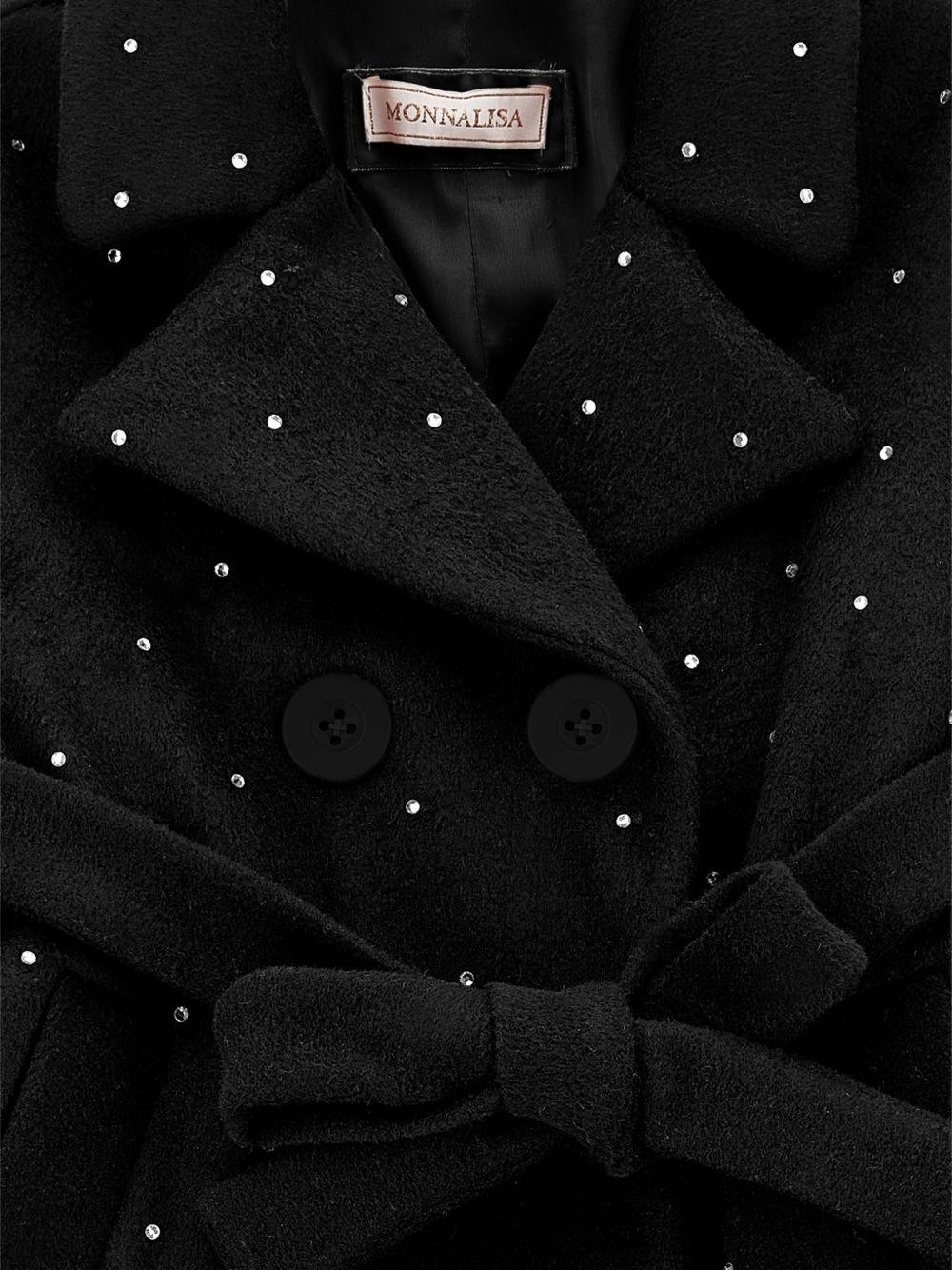 Cappotto per bambina Monnalisa Kids nero con decorazione con strass 17H111 8036 0050 MONNALISA KIDS 