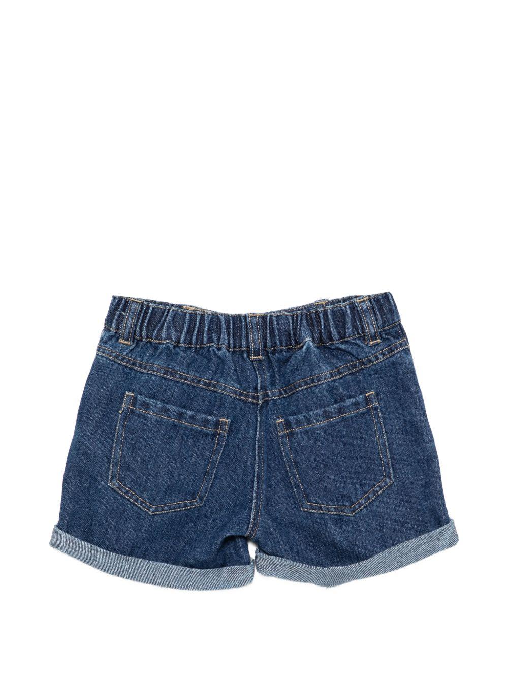Shorts per neonato Moschino Kids denim con Teddy Bear sul davanti MUQ01TL0E34 41104 MOSCHINO KIDS 