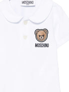 T-shirt per neonati Moschino Kids bianca con colletto alla Peter Pan MDM03ULFA07 10101 MOSCHINO KIDS 