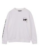 Felpa per bambino Karl Lagerfeld Kids bianca con stampa Karl Z31088 10P KARL LAGERFELD KIDS 
