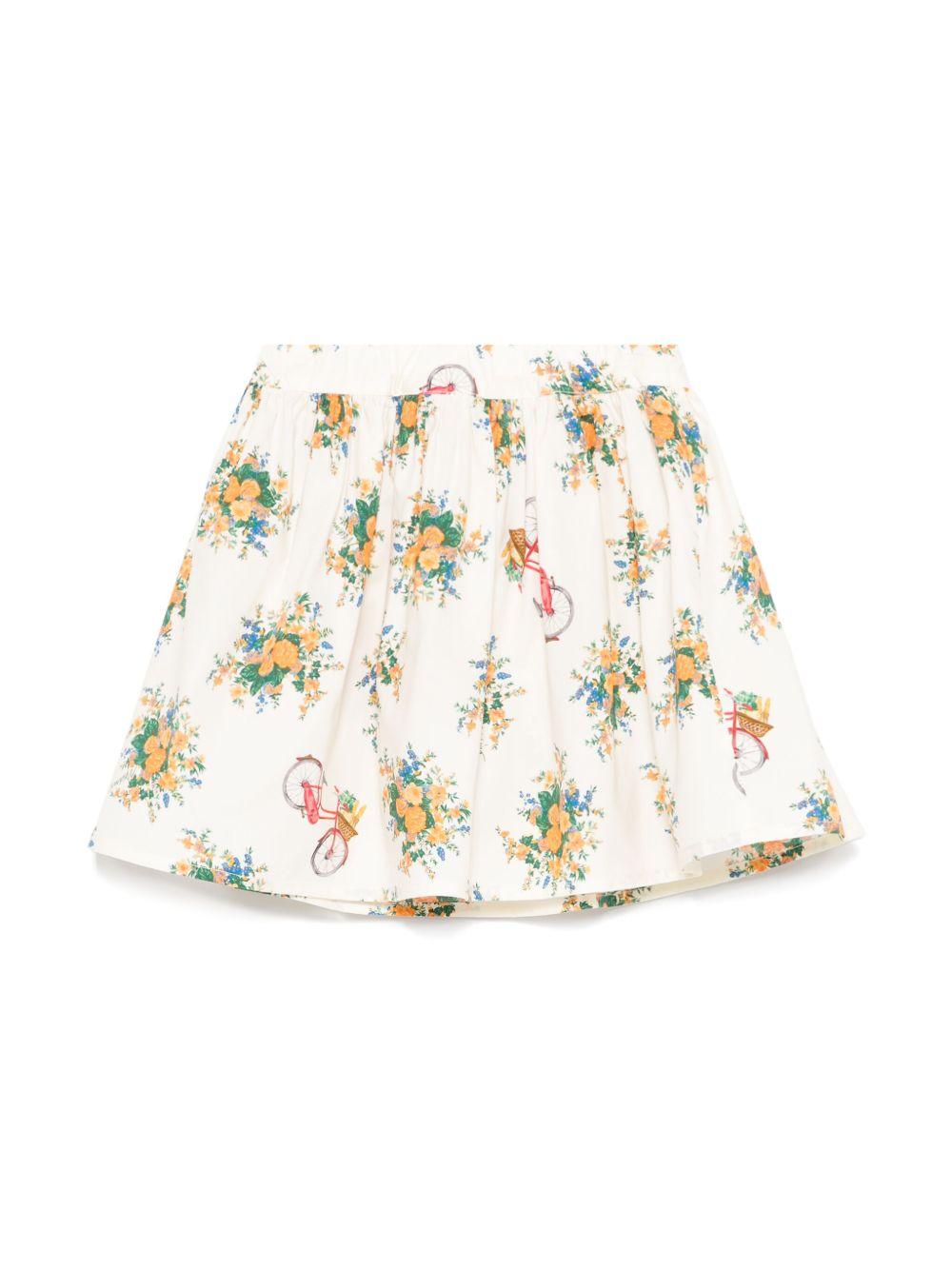 Gonna per bambina Moschino Kids a fiori con placca con logo HDJ03TLLB56 84435 MOSCHINO KIDS 
