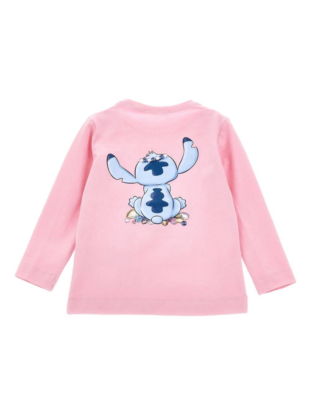 T-shirt per bambina Disney x Monnalisa rosa con stampa grafica Stitch 19F610 6013 0090 MONNALISA 