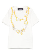 T-shirt per neonata Versace Kids bianco con stampa logo oro 10185701A13238 2W070 VERSACE KIDS 
