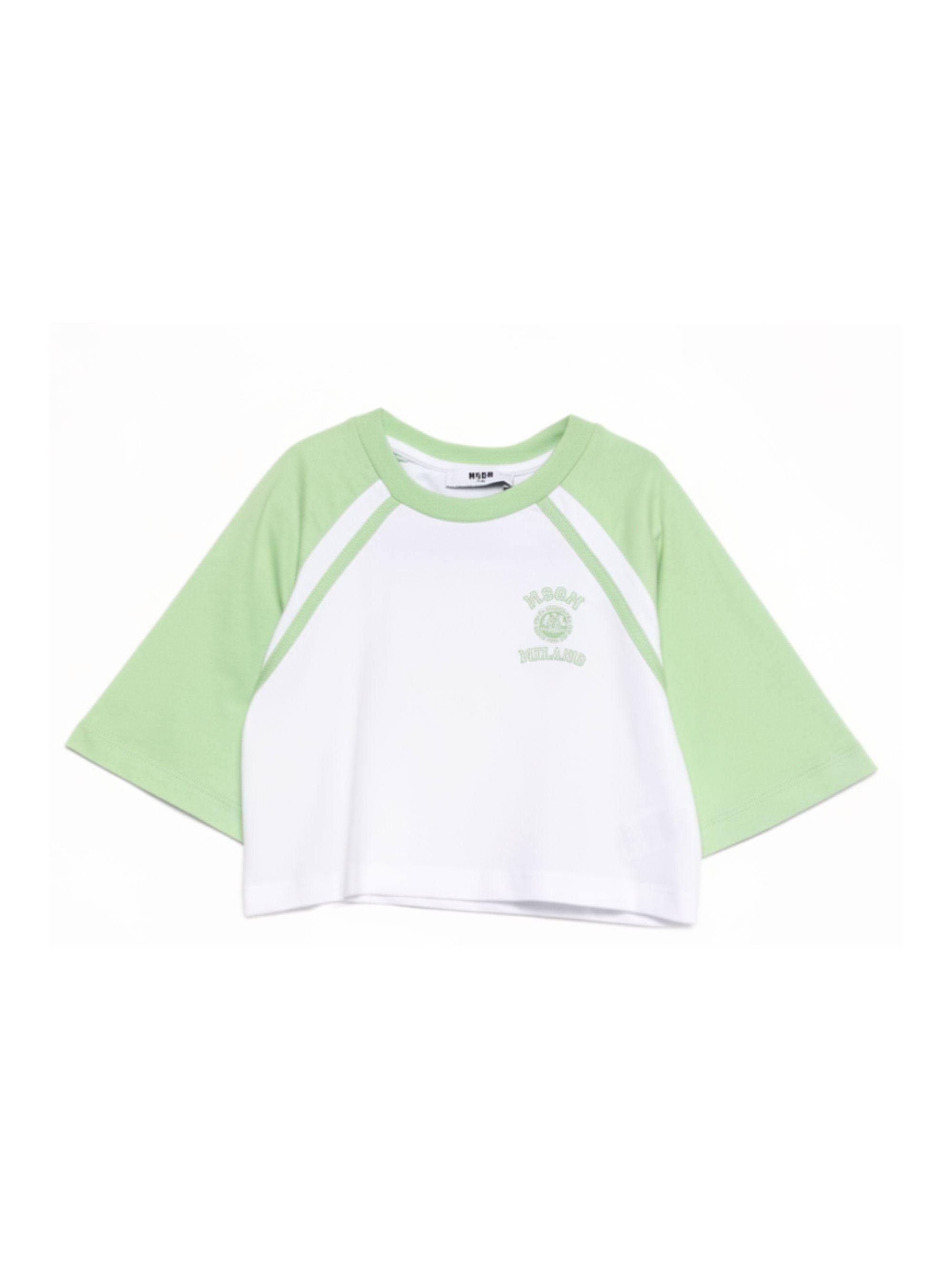 T-shirt per bambina MSGM Kids bianca con dettaglio a righe S6MSJGTH024 001/77 MSGM KIDS 