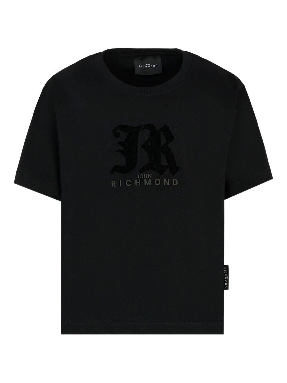 T-shirt per bambino John Richmond Junior nero con dettaglio logo RBA25008TS BLACK JOHN RICHMOND JUNIOR 