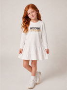 Abito per bambina Moschino Kids bianco con stampa grafica HDV0IBLCA83 10063 MOSCHINO KIDS 