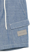 Shorts per bambino Trussardi Junior blu con applicazione logo e due tasche cargo frontali TBP25160BE DENIM STONEWASH TRUSSARDI JUNIOR 