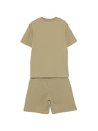 Set t-shirt e shorts per bambino C.P. Company Kids verde con logo sul davanti CMG005LAA17 30915 C.P.COMPANY KIDS 