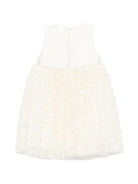 Abito per bambina Simonetta beige con applicazioni floreali SY1A32 T0102 137 SIMONETTA KIDS 