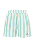 Costume da bagno per bambino MC2 Saint Barth Kids bianco e verde con motivo a righe SYR0002 04047L MC2 ST. BARTH KIDS 