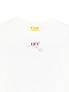 T-shirt per bambina Off-White Kids bianca con effetto vernice e logo stampato OGAA001F25JER008 0132 OFF WHITE KIDS 