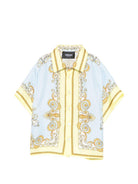 Camicia per neonato Versace Kids azzurra con design barocco 10186401A17228 5Y580 VERSACE KIDS 