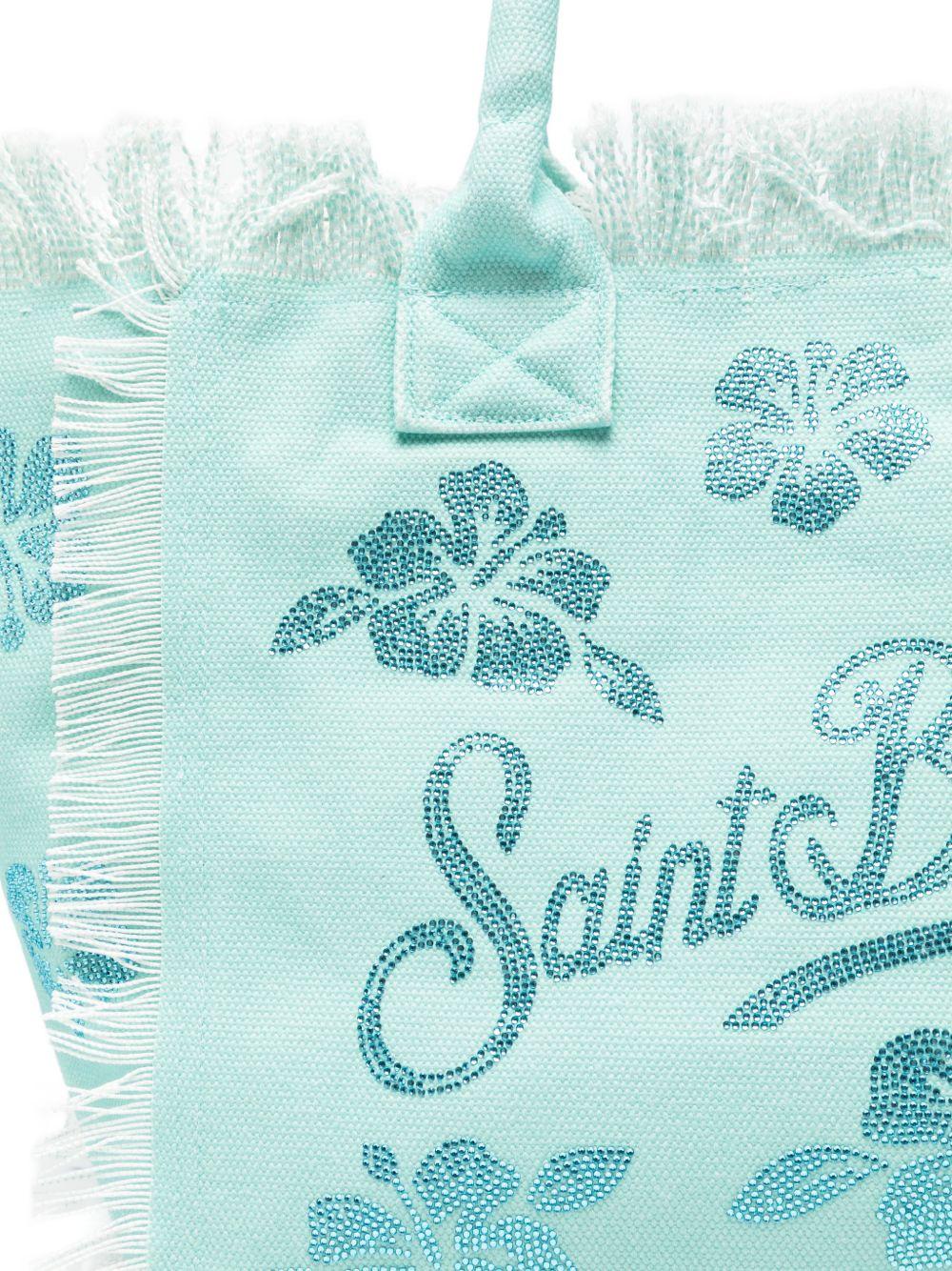 Borsa Vanity MC2 Saint Barth azzurro con motivo floreale glitterato VANI001 09672L MC2 ST. BARTH KIDS 