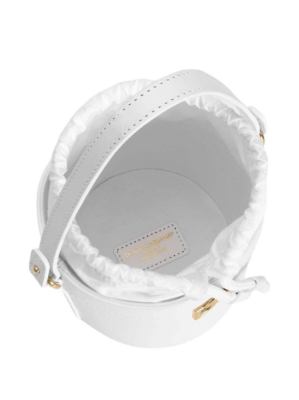 Borsa a secchiello per bambina Dolce & Gabbana Kids bianca con logo dorato EB0266 A1065 80001 DOLCE & GABBANA KIDS 