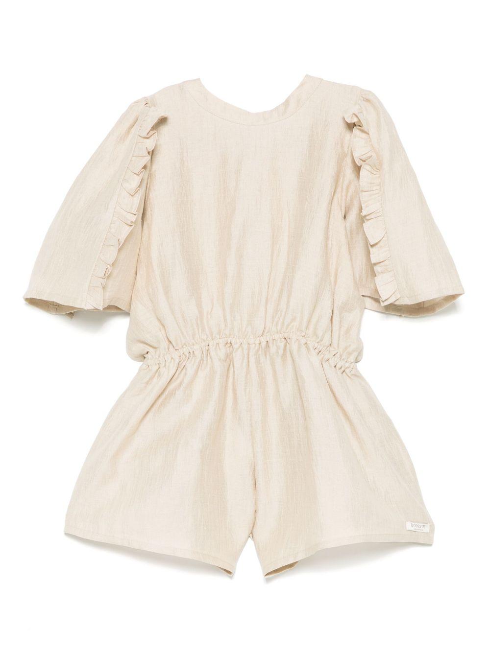 Tuta corta per bambina Donsje Femmie beige con dettagli con ruches 4092200 00007 DONSJE KIDS 