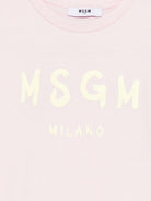 T-shirt per bambina MSGM Kids rosa con scollo rotondo S6MSJUTH001 MS076 MSGM KIDS 