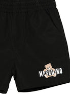 Shorts per neonati Moschino Kids neri con stampa Teddy Bear sul davanti MUQ01NLLA14 60100 MOSCHINO KIDS 