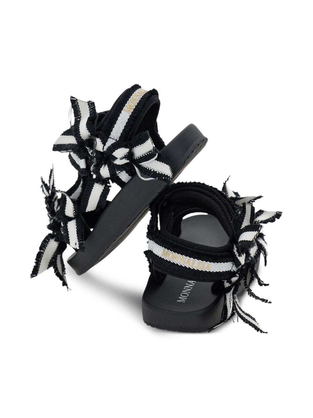 Sandali per bambina Monnalisa nero a righe 8CG000 7700 9950 MONNALISA KIDS 