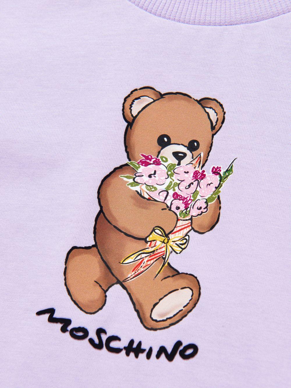 T-shirt da bambina Moschino Kids viola con stampa orsacchiotto HGM06KLAA02 51683 MOSCHINO KIDS 