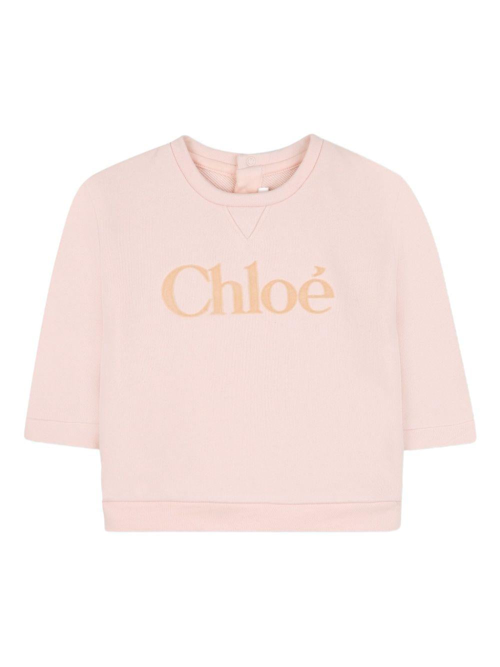 T-shirt con logo per neonata Chloé Kids rosa a maniche 3/4 C20702 46J CHLOE' KIDS 
