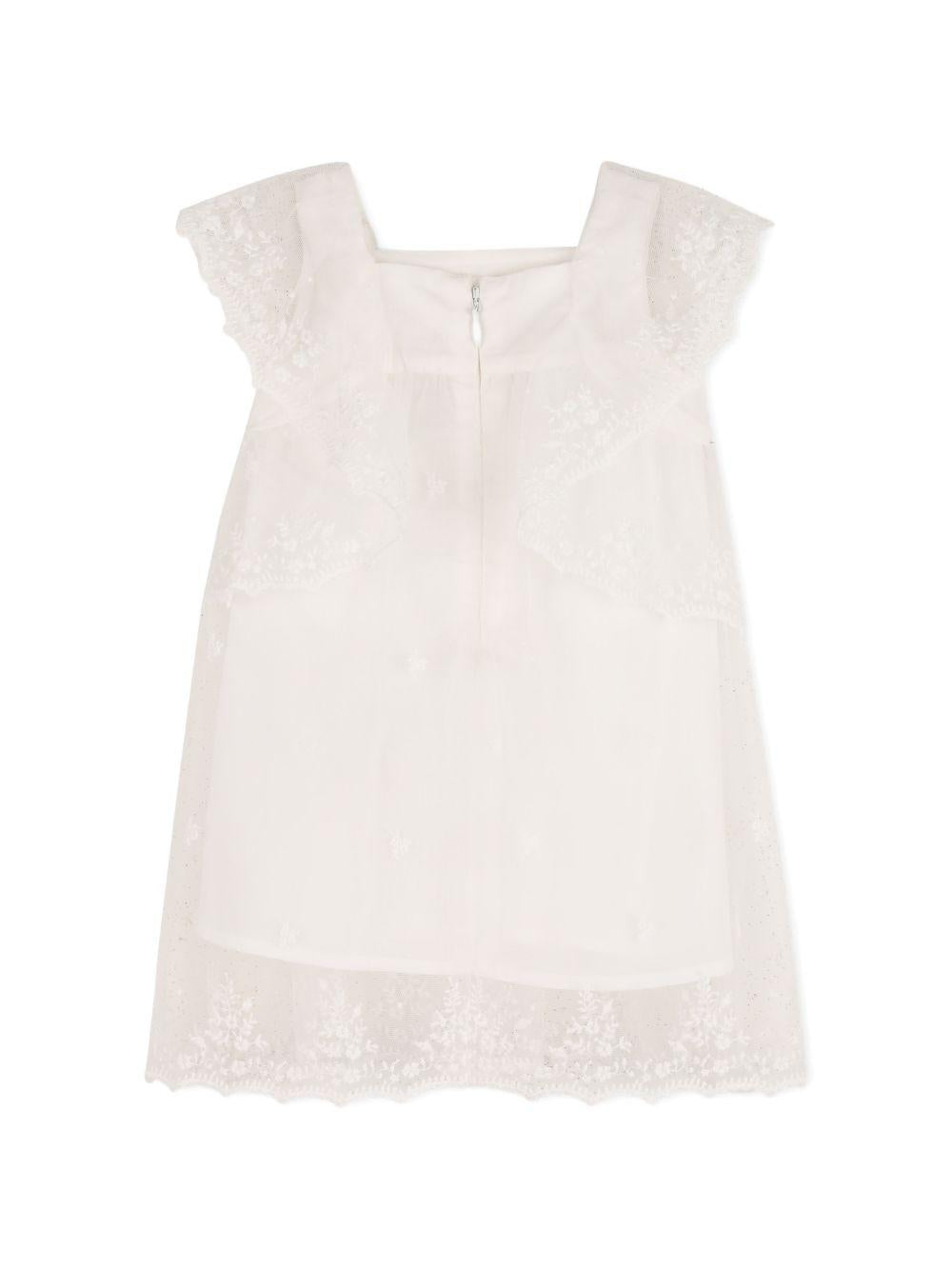 Set abito, coulotte e capellino per neonata Chloé Kids bianco con finiture in pizzo C20935 117 CHLOE' KIDS 