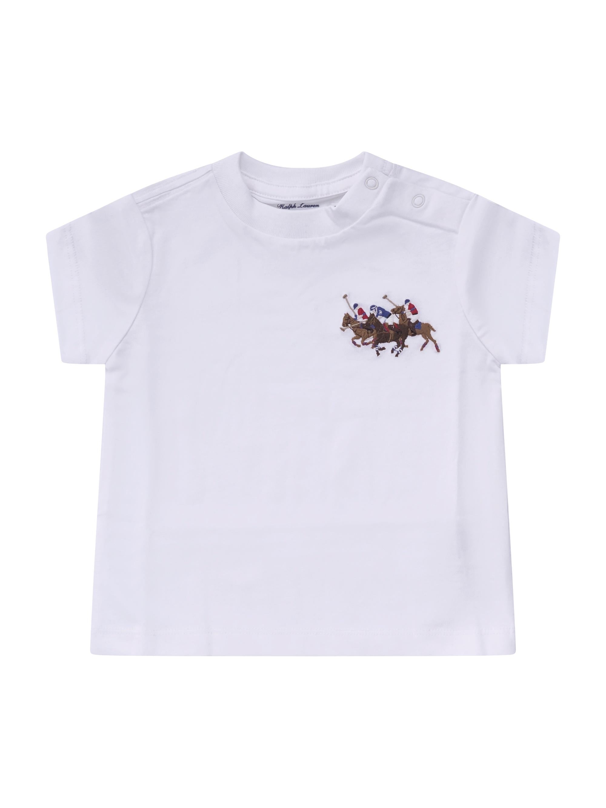 T-shirt per neonato Polo Ralph Lauren Kids bianca con logo equestrian knight 320A95734 002 Ralph Lauren kids 