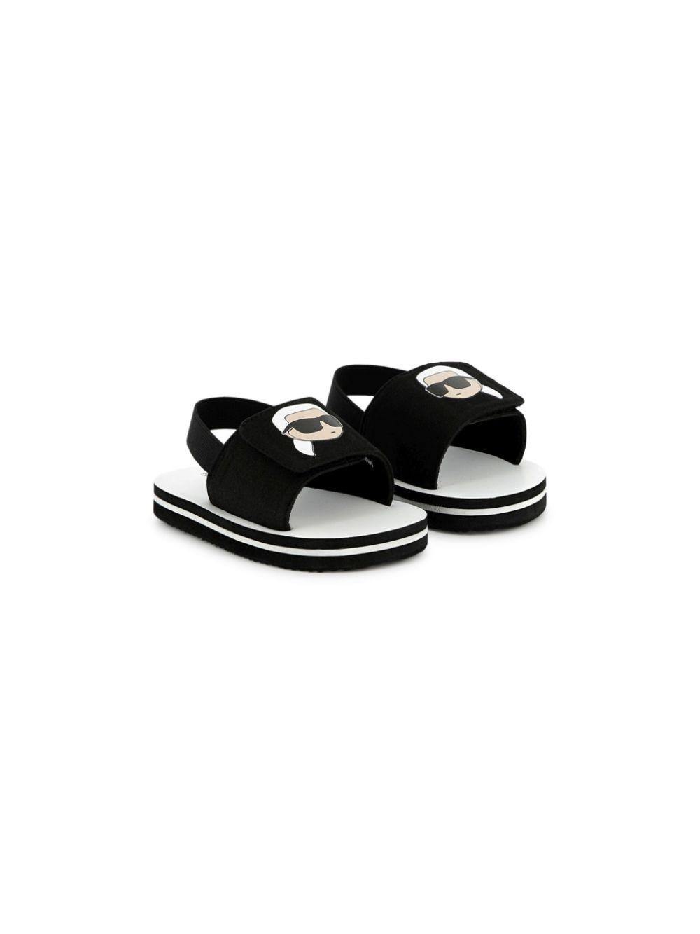 Sandali con stampa Choupette per bambina Karl Lagerfeld Kids nero con soletta con logo Z30384 09B KARL LAGERFELD KIDS 