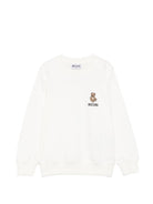 Felpa per bambini Moschino Kids bianca con ricamo Teddy bear HUF0A9LCA40 10063 MOSCHINO KIDS 