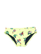 Slip da bagno per bambino MC2 Saint Barth Kids giallo con stampa grafica all-over BIL0001 01639L MC2 ST. BARTH KIDS 