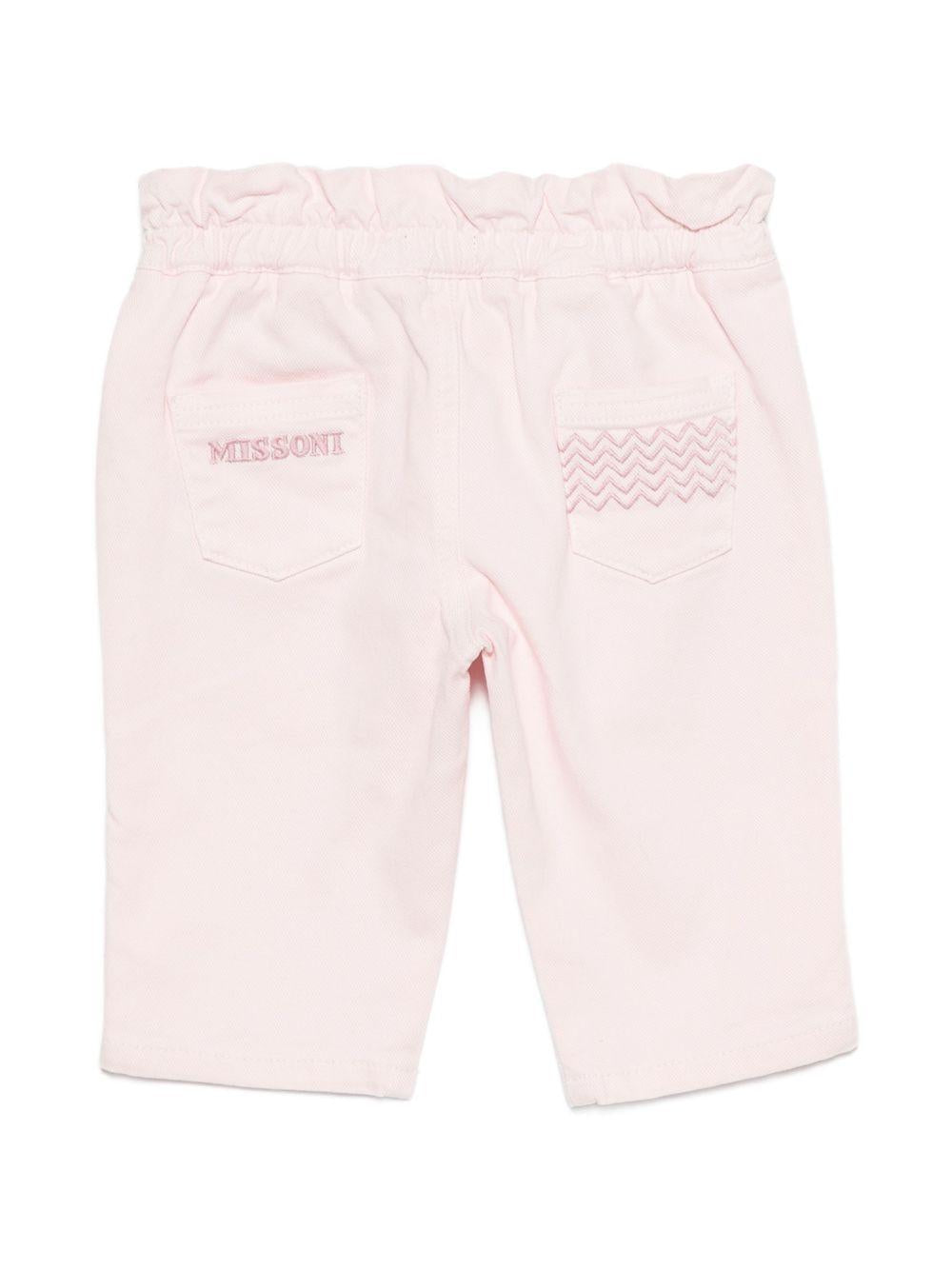 Pantaloni per neonata Missoni Kids rosa con ricamo a zigzag MZ6030 Z3702 52E MISSONI KIDS 