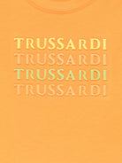 T-shirt per neonato Trussardi Junior arancione con logo goffrato e chiusura con bottoni a pressione sulla spalla TIP25022TS MANDARIN TRUSSARDI JUNIOR 