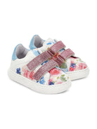 Sneakers per bambina Monnalisa bianche a fiori con glitter 83G002 7702 9990 MONNALISA KIDS 