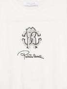 T-shirt per bambina Roberto Cavalli Kids bianca con stampa logo sul davanti CGP26126TS WHITE ROBERTO CAVALLI KIDS 