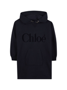 Abito per bambina Chloé Kids blu con design oversize con logo C20618 859 CHLOE' KIDS 