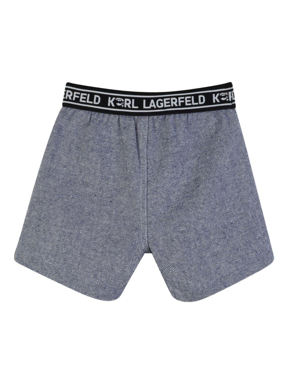 Set t-shirt e shorts per neonato Karl Lagerfeld Kids azzurro e grigio con dettaglio logo Z31069 77X KARL LAGERFELD KIDS 