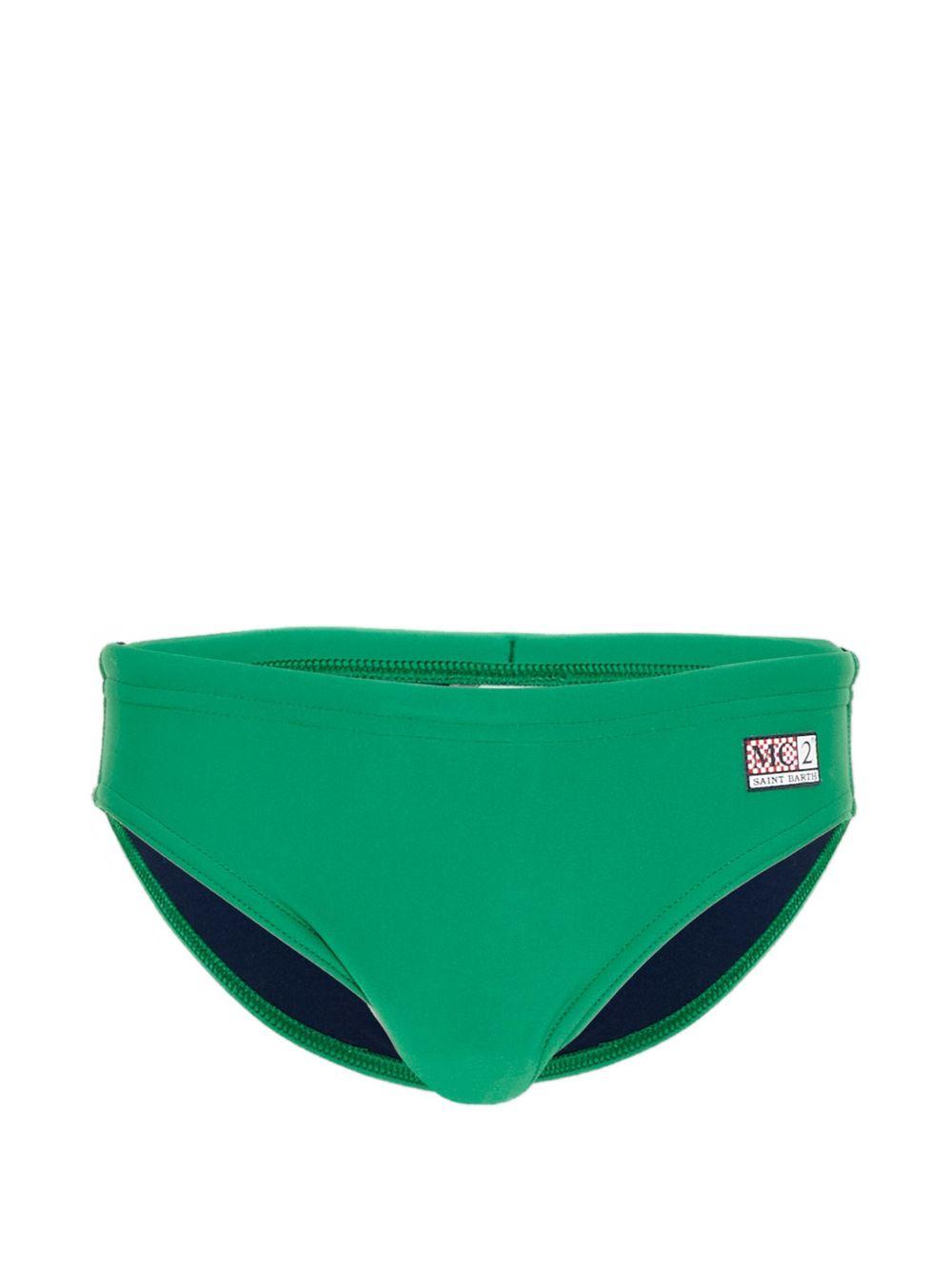 Costume da bagno per bambino MC2 Saint Barth Kids verde con logo sul davanti BIL0001 00732L MC2 ST. BARTH KIDS 