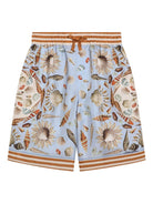 Shorts per bambino Dolce & Gabbana Kids azzurri con stampa grafica all-over L43Q54 HI1ZB HC5PK DOLCE & GABBANA KIDS 
