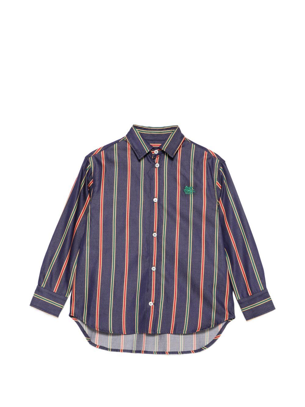 Camicia Pegaso per bambino Etro Kids blu con motivo a righe GZ5H10 P0622 617VE ETRO KIDS 