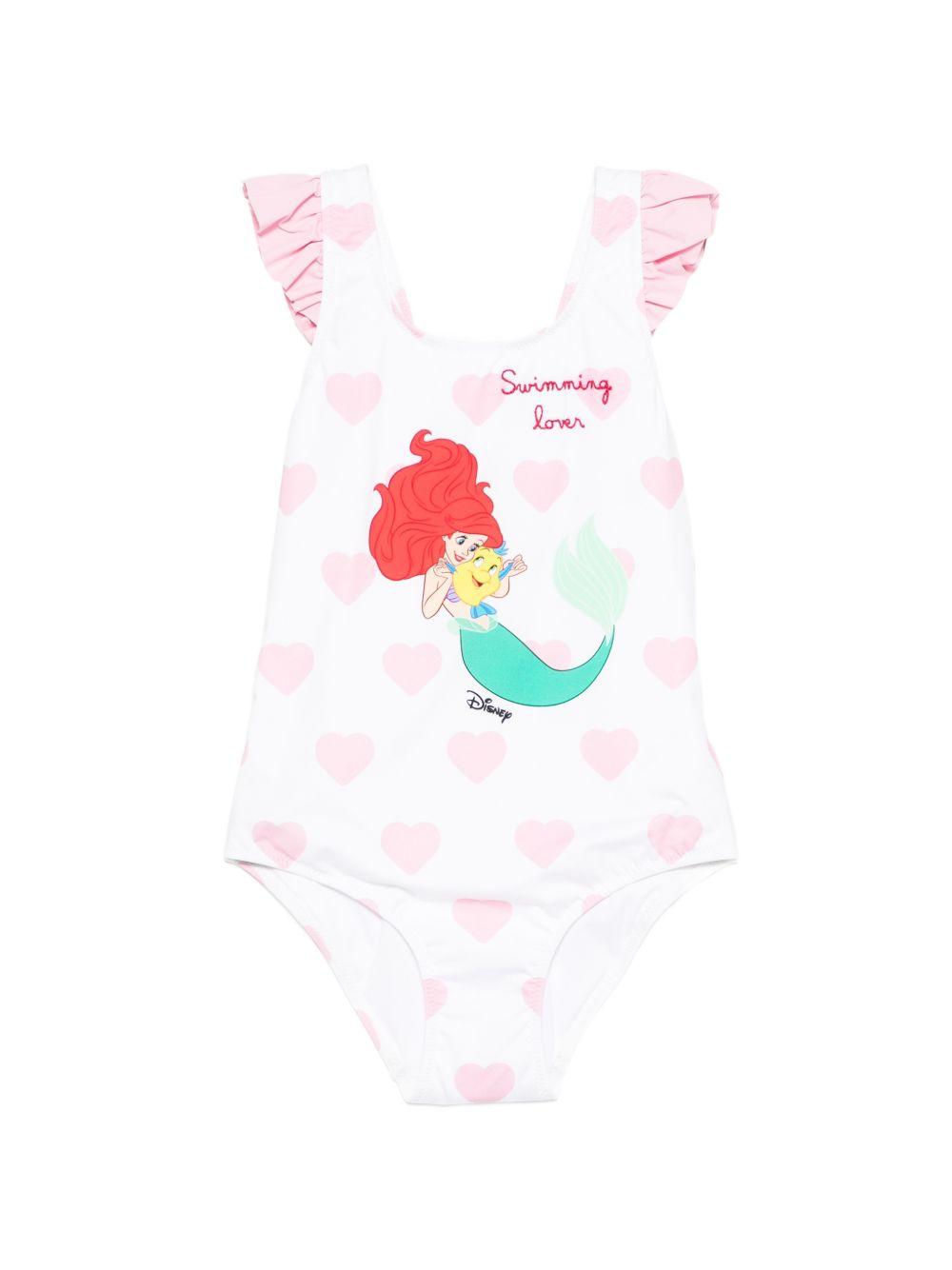 Costume da bagno per bambina MC2 Saint Barth Kids x Disney bianco con stampa grafica CARO001 02309L MC2 ST. BARTH KIDS 