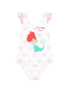 Costume da bagno per bambina MC2 Saint Barth Kids x Disney bianco con stampa grafica CARO001 02309L MC2 ST. BARTH KIDS 